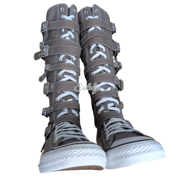 Converse 2012 XXHI 7 Strap Buckle Zipper Knee High Sneaker Boot M9.5 W11.5 RARE - Picture 13 of 14